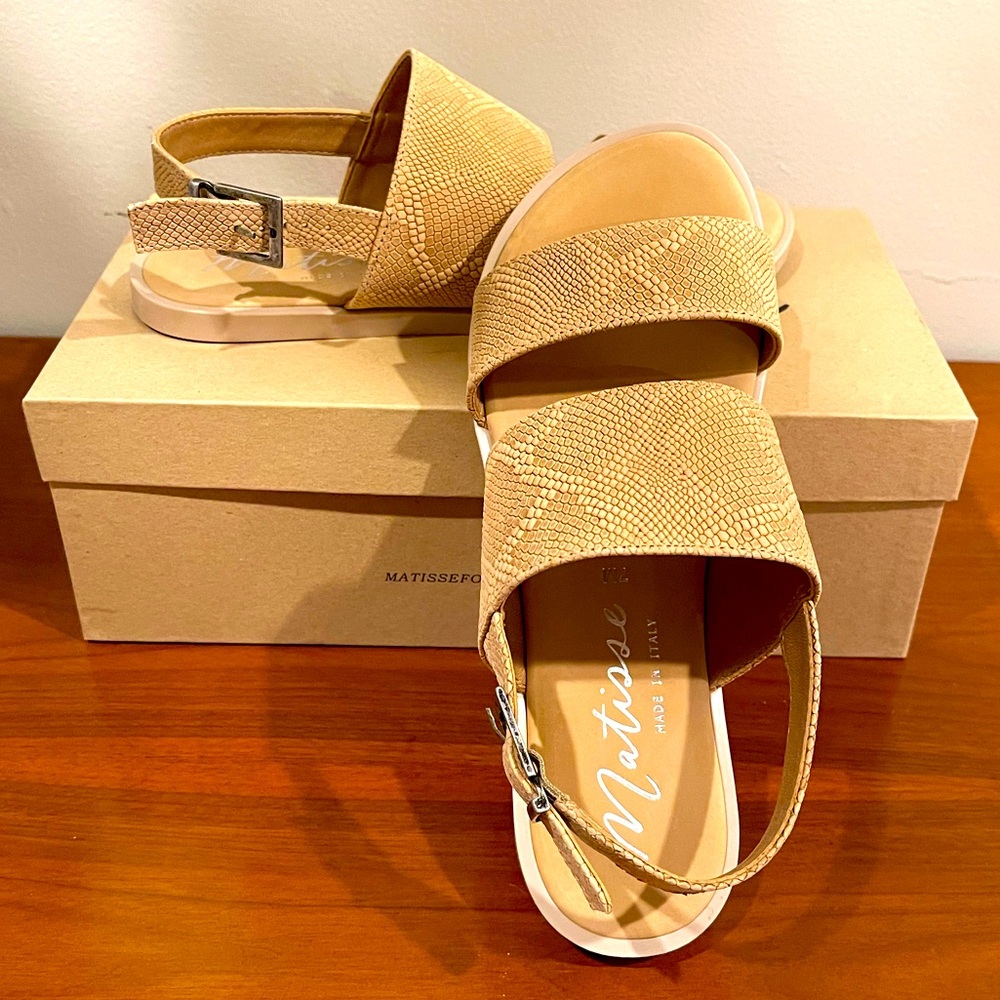 Matisse Tan Leather Snakeprint Sandal Size 7